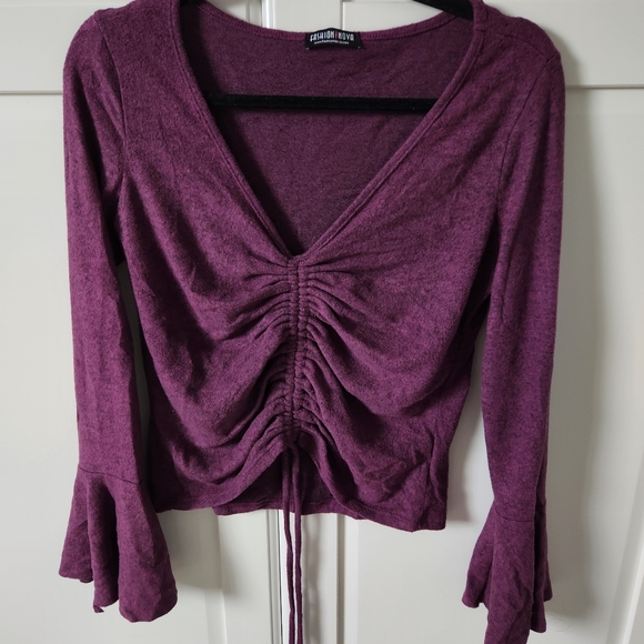 FASHION NOVA Purple sweater with ruffles - Picture 2 of 8